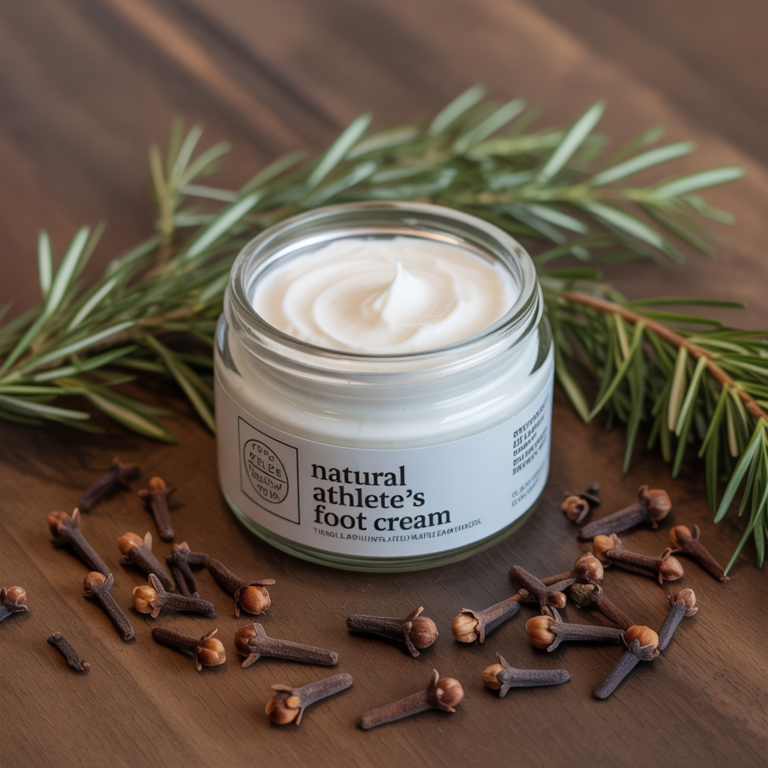 Glass jar of natural athlete's foot cream